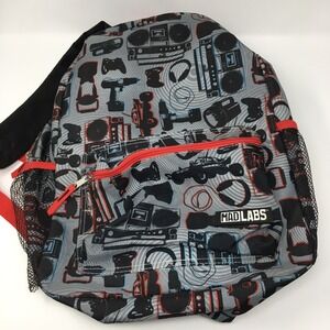 Mad Labs Backpack, Book Bag -‎ Black, Gray, Red, Maverick Accessory Design NWOT